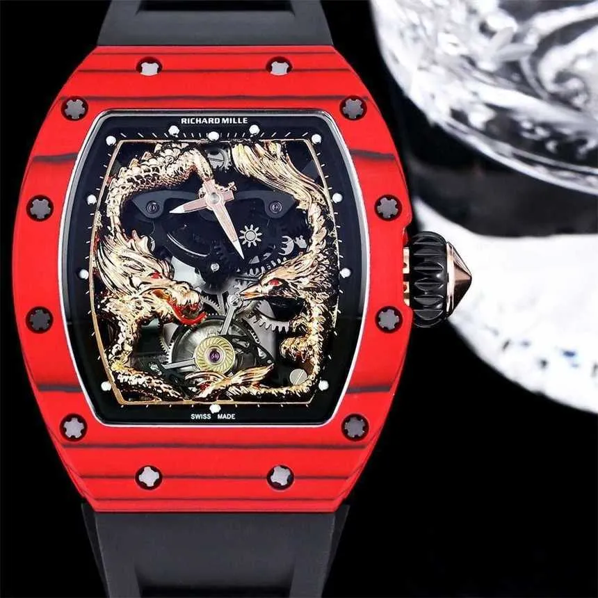 RM57 Superclone Active Tourbillon Jackie Chan Luksusowy na rękopis wina lufy winiarnia RM57-01 W pełni automatyczne mechaniczne zegarki mężczyzn 1 cnsi 5M3E SD8G