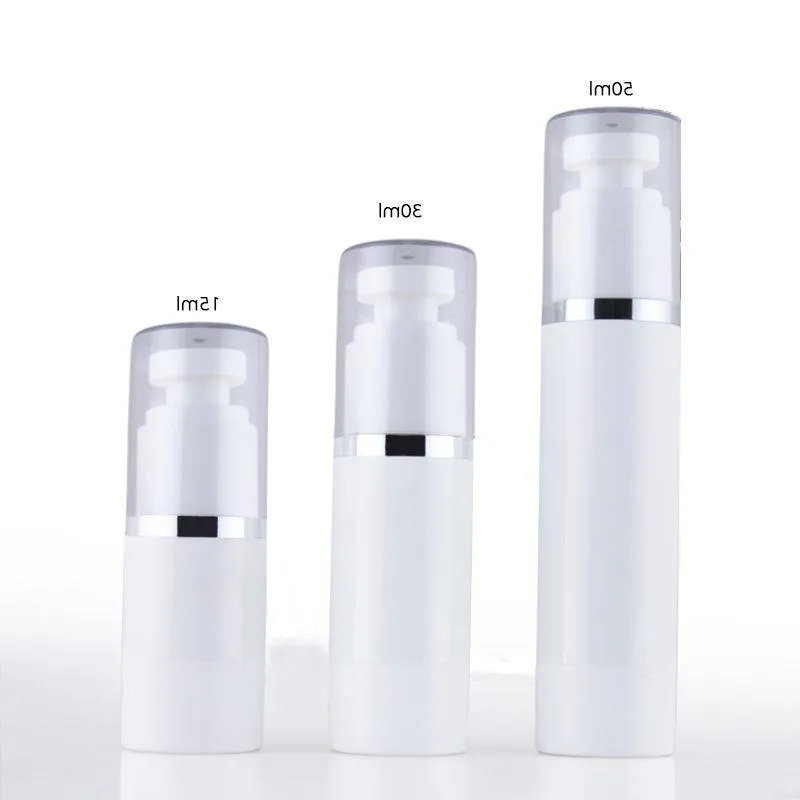 10st Portable Plastic Edge Pet Airless Pump Bottle15 ml 30 ml 50 ml Vakuumlotion Parfymflaskor tomma små kosmetiska behållare jeiwg