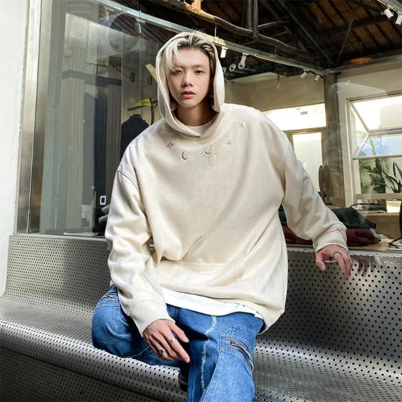 Men s Retro American High Street Suede Washed Hoodies Loose Casual Hip Hop Streetwear Sweatshirts