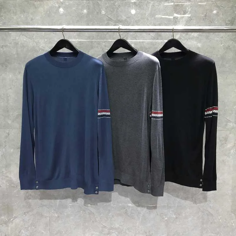 Tb Thom Mens Long-Sleeve Crewneck Seater Men's Classic Soft Cotton Sweatshirt新しい秋の冬のプルオーバーセーター高品質