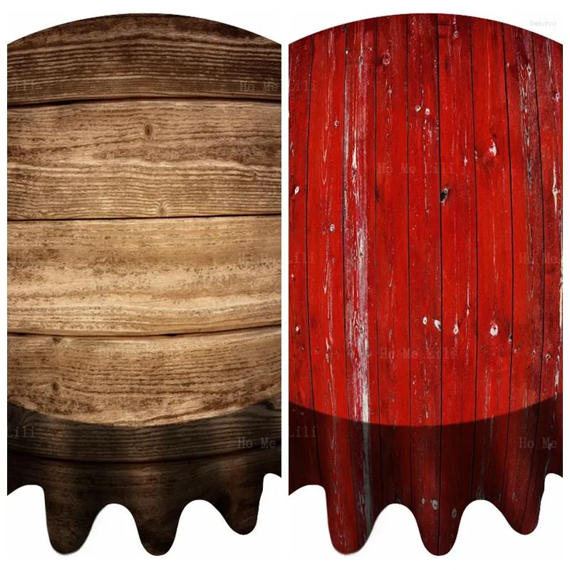 Tabela de mesa Tábuas vermelhas lisas de madeira rústica de madeira rústica resistente à prova d'água resistente à prova d'água de mesa redonda por HO ME Lili Tablop Decor