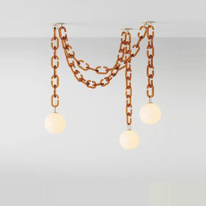 Chandeliers Dimmable LED Artistic Chain White Bubble Chandelier Lighting Lustre Hanging Lamps Suspension Luminaire Lampen For Living Room