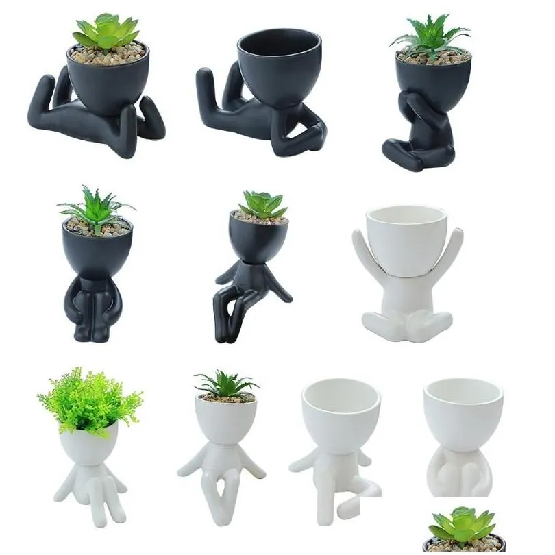 Piantatrici vaso cartoni animati umanoide planzo di pianta di piantana per pianta di ceramica per decorazioni desktop ritagli di fiori di casa giardino giardino dh3hq