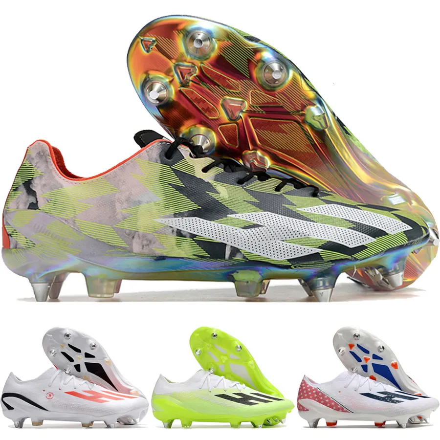 Envoyer avec sac Bottes de football de qualité X Crazyfast.1 SG Movable Metal Spikes Chaussures de football Hommes Messis Formation confortable Chaussures de football en tricot en cuir souple Taille US 6,5-11,5