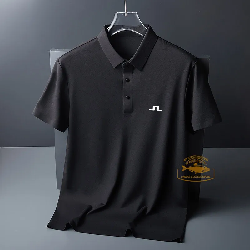 Utomhus T-shirts J Lindeberg Golf Shirt for Men mode Casual Short Sleeve Summer Ice Silk Breattable Polo T Shirt Sports Golf Tops 230818