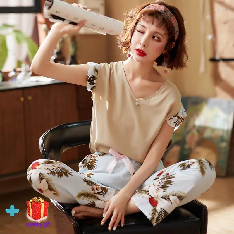 Summer Chic Womens Pajama Set With Short Sleeves And V Neck For