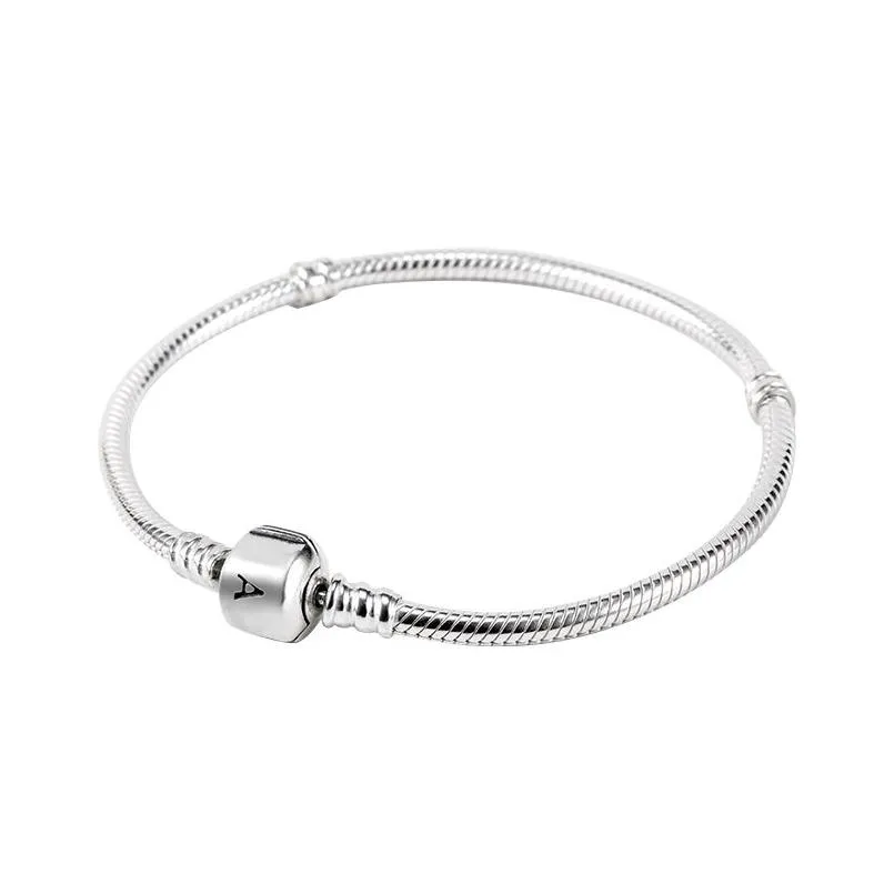 Charme Bracelets En Gros 925 Sterling Silver 3Mm Serpent Chaîne Fit Pandora Perle Bracelet Bracelet Diy Bijoux Cadeau Pour Hommes Femmes Drop Del Dhf0G