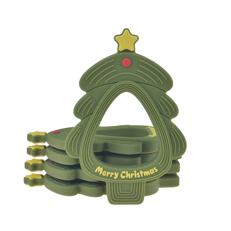 Silicone Christmas Tree Shaped morcether morceão de comida infantil de grau de abastecimento de enfermagem brinquedo de enfermagem Soothers Natal Presentes