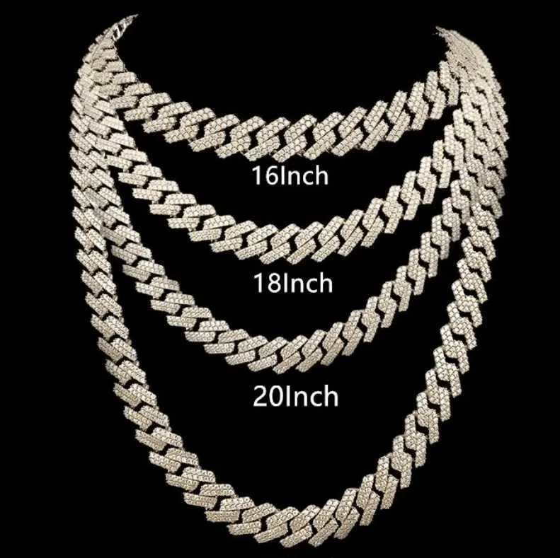 Prix réel pur 925 bijoux en argent Sterling accessoire Monaco chaîne cubaine 10k Bracelet collier 20mm tendance chaude pour les femmes et les hommes