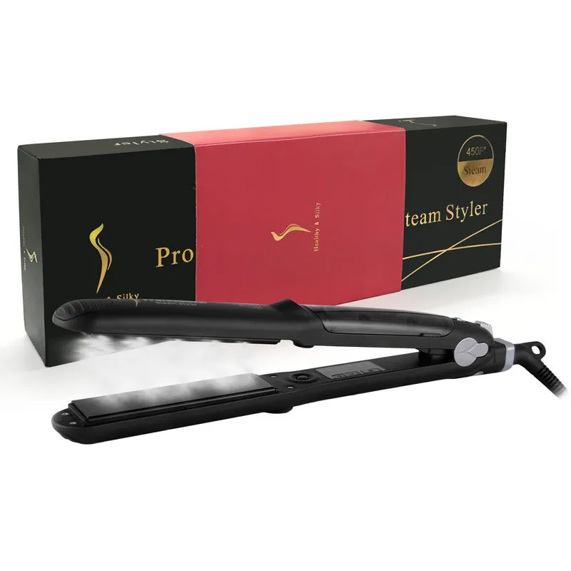 Flat Iron Hair Slager Ceramic Heat Electric rechte krul Salon Kapselgereedschap Stoom Haar rechtersstijlstylinggereedschap