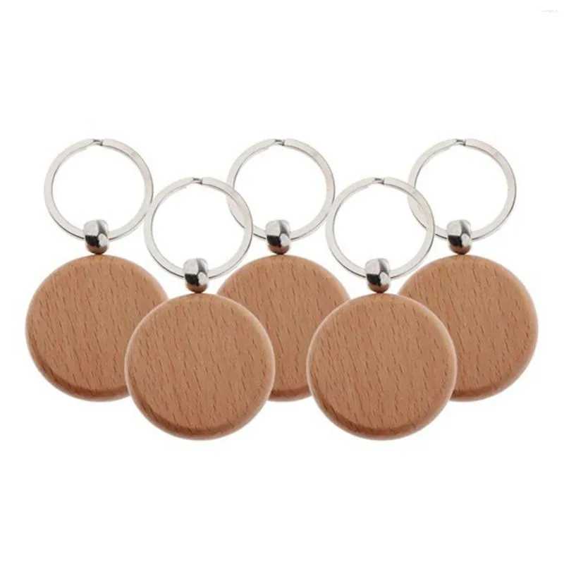 Haken 20 PCs leere Holzschlüsselkäse Personalisierte runde Gravurschlüssel DIY -Holzschlüsselkainer -Tags können Geschenke gravieren