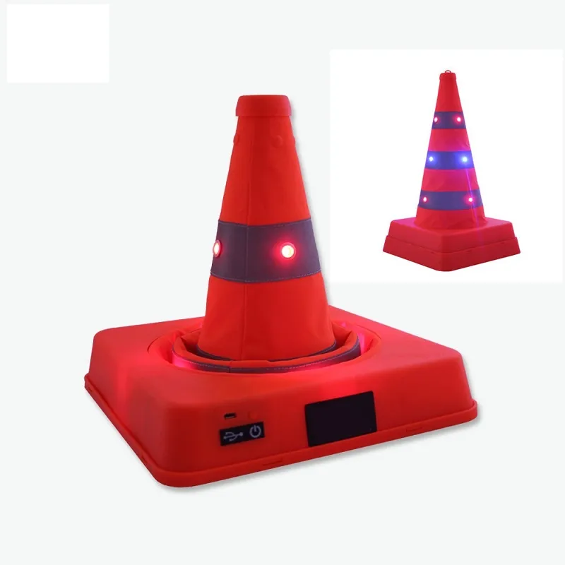 41cm/45cm Rechargeable Roadblock Telescopic Reflective Protective Cone Traffic LED Warning Light