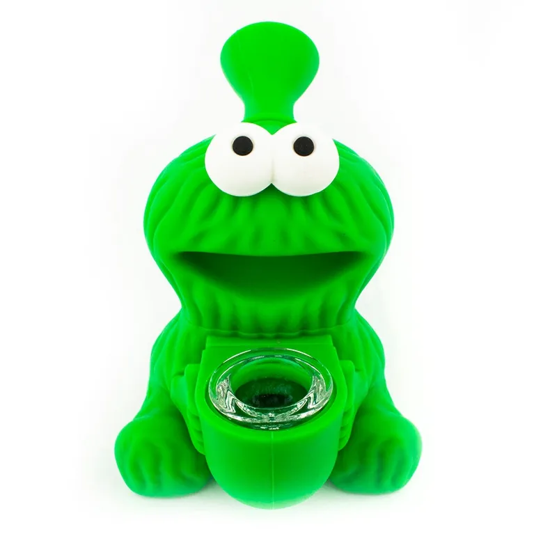 Colorful Innovative Silicone Pipes Frog Monster Style Glass Filter Nineholes Screen Bowl Portable Easy Clean Herb Tobacco Cigarette Holder Smoking Handpipes