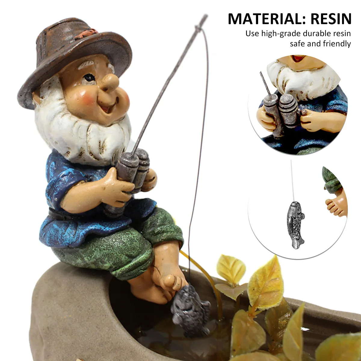 The Fishing Gnome Sitter Garden Fun Cute Gnome Statue Outdoor Garden Home  Decor