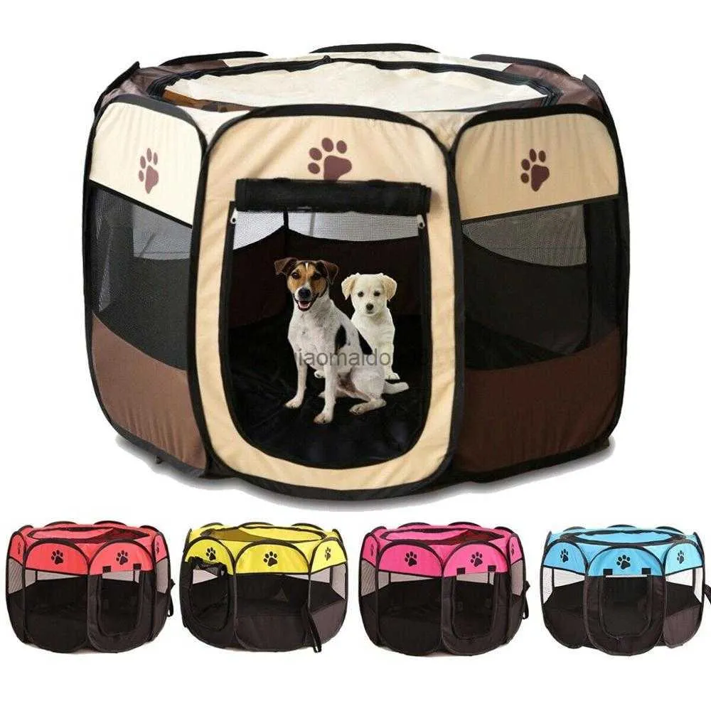 Andra husdjurstillbehör Pet Dog Cat PlayPen Tent Crate Room Foldbar valp Övning Cat Cage Waterproof Outdoor Two Door Mesh Shade Cover Nest Kennel HKD230821