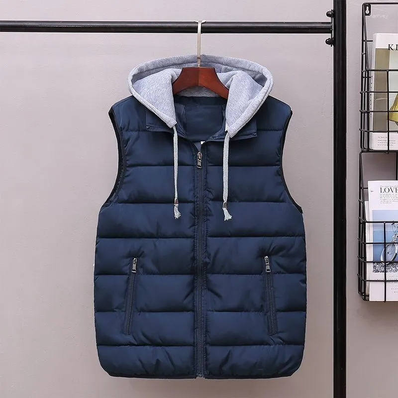 Men's Vests 2023 Style Spring Autumn Sleeveless Vest Jacket For Men Fashion Warm Hooded Male Winter Light Young Mens Waistcoat L50