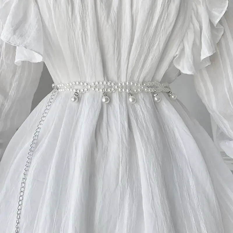 Gürtel Frauen Perlengürtel Kleid Blume Taillenkette Anhänger Imitation Luxusdesigner Hochzeit Dekoration 172