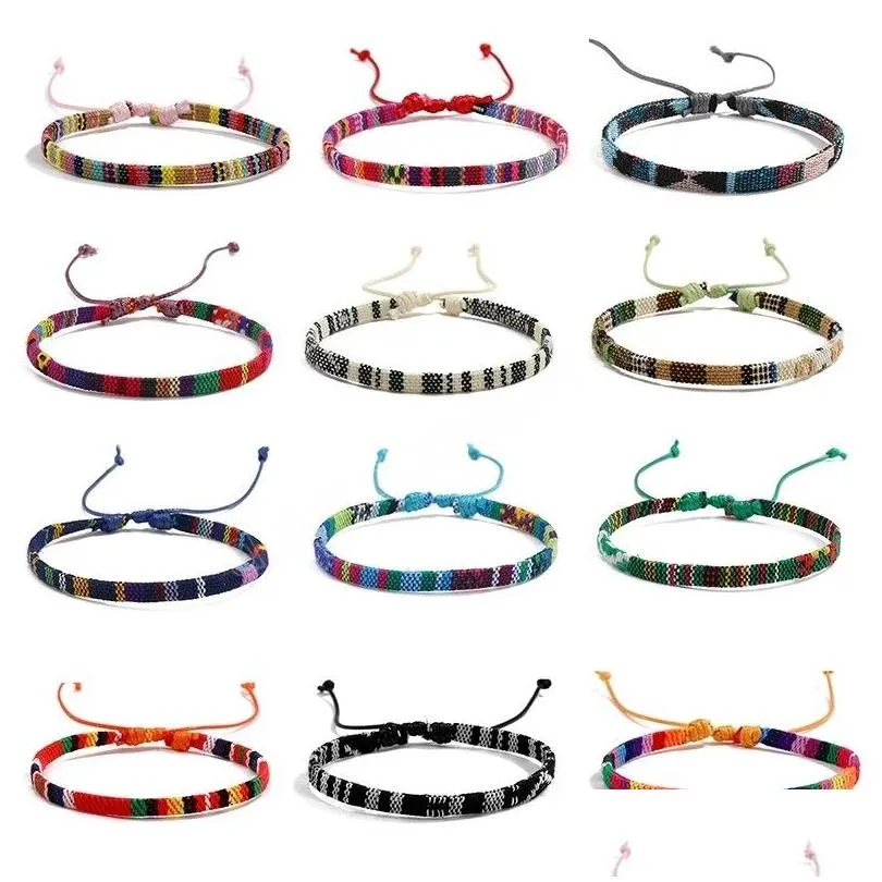 Charmarmband bohemiska justerbara vävda armband för kvinnor charms herre mode boho handgjorda par smycken droppleverans dhdrs