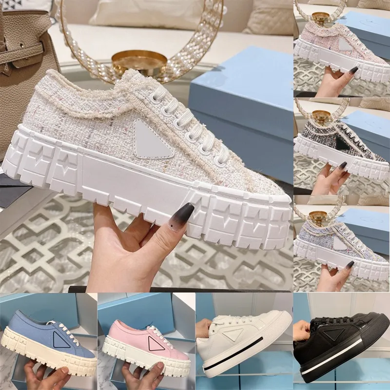 Chaussures de créateurs Baskets Gabardine Nylon Chaussures Casual Marque Roue Baskets De Luxe Toile Femmes Sneake Plateforme De Mode Solide Augmenter Chaussure chaussures de plein air