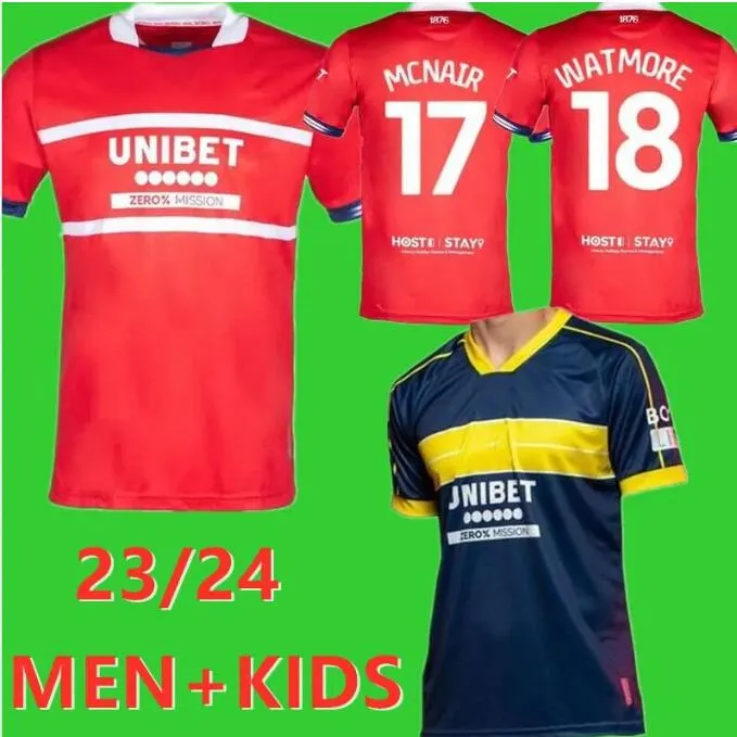 23 24 Middlesbrough Soccer Jerseys Home 2023 2024 Tavernier Payero Howson McNair Bola Birmingham Sporar Payer