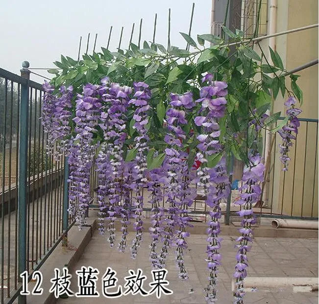 hot Sale Silk Flower Artificial Flower Wisteria Vine Rattan For Valentine's Day Home Garden Hotel Wedding Decoration