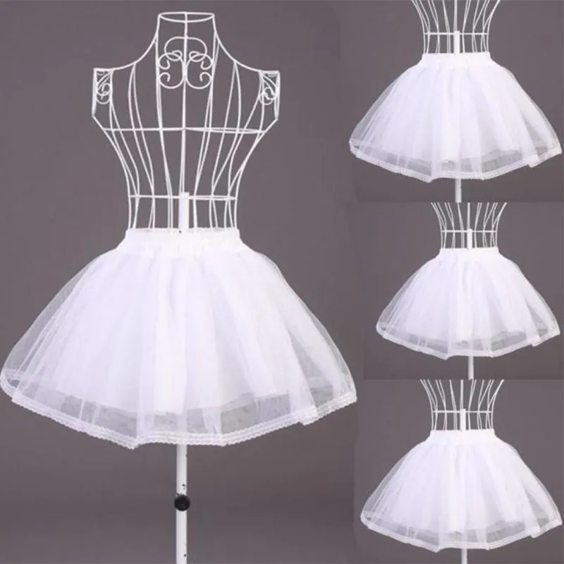 Kvinnliga flickor dubbellager solid färg kort tyllketticoats elastiska midjeband en linje nät underskirt crinolines för klänning