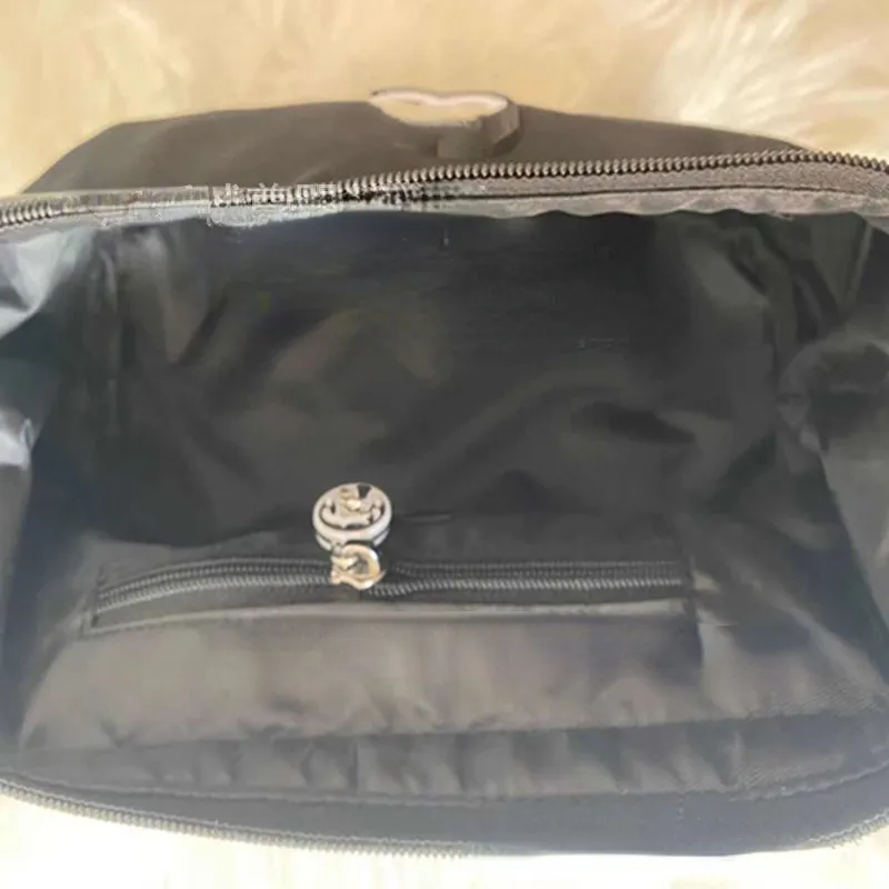 Bolsas de cosméticos de marca de moda, bolsa de maquillaje para mujer, bolsa de almacenamiento de doble capa negra, bolso