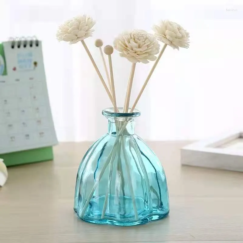 Förvaringsflaskor 300 ml Cane Essential Oil Diffuser Bottle Blue Glass Reed