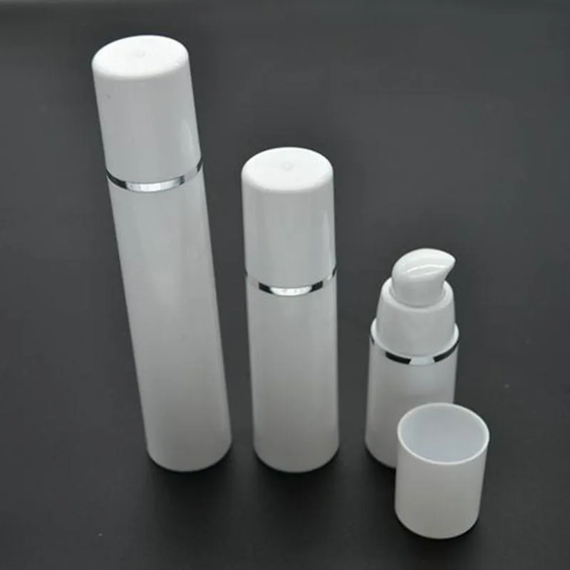 50st 15 ml Cylindrical Silver Edge Plastic Emulsion Airless Pump Mini Bottle Empty Cosmetic Prov Packaging Container SPB101 SMOLC