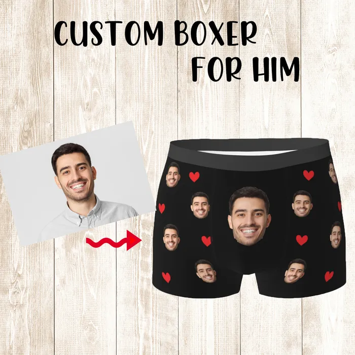 Caleçons Hommes Cadeau Personnalisé Visage Boxers Saint Valentin Cadeau Personnalisé Po Sous-Vêtements Conception Anniversaire Boxer Mémoires pour Petit Ami Mari 230818