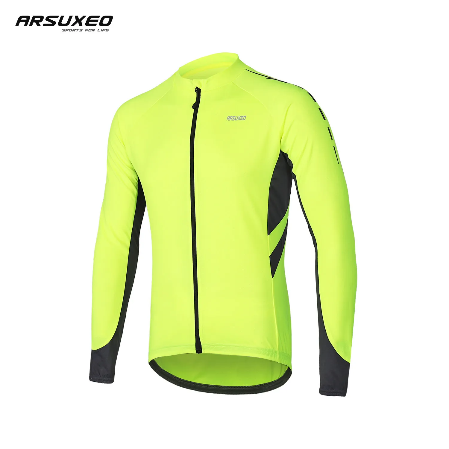 ARSUXEO Maillot Cyclign Homme Manches Longues Chemises Vélo Sportswear VTT Fermeture Éclair Complète VTT Maillots Vêtements Séchage Rapide 6030 230820