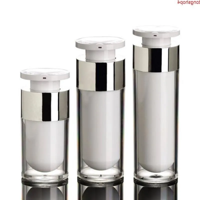 15ml 30ml 50ml Silver Airless Bottle High Quality Acrylic Vacuum Pump Bottles Lotion Used For Cosmetic Container SN109goods Gpgnf