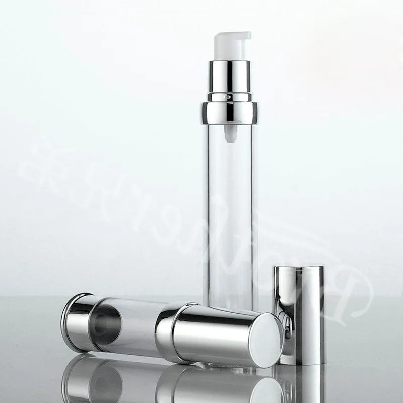 10ml 15ml 20ml 30ml Silver Airless Bottle Plastic loção com bomba sem ar pode ser usada para 100pcs/lote uetto