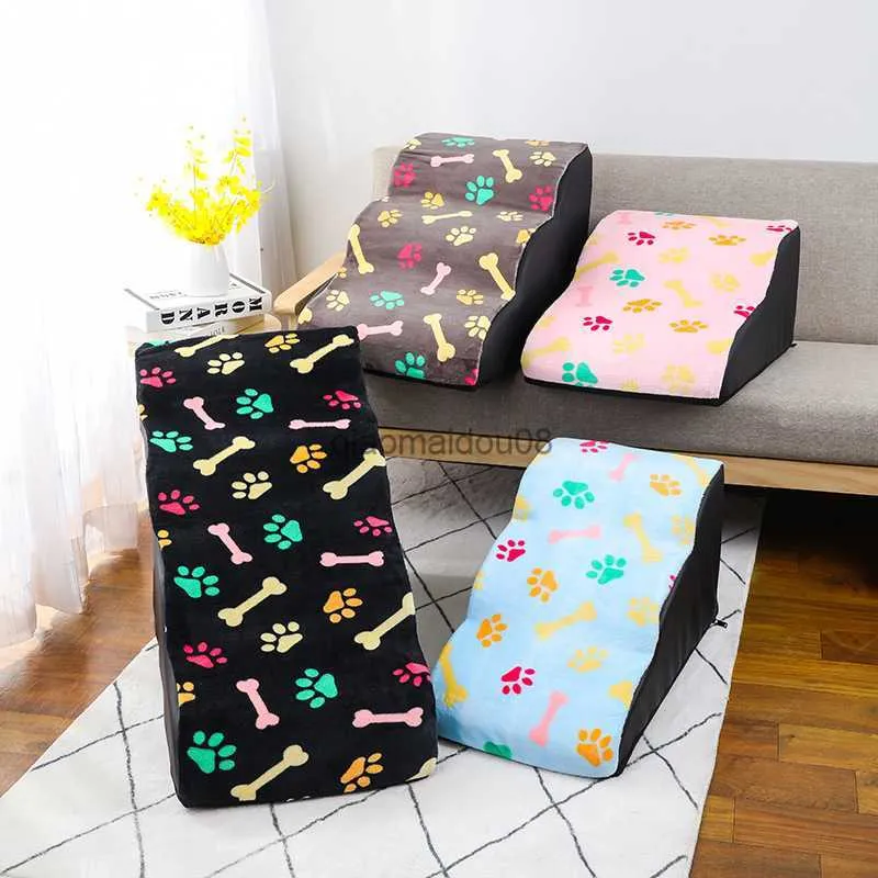 Other Pet Supplies CAWAYI KENNEL Print Memory Foam Dog Sofa Stairs Pet 2/3 Steps Stairs for Dogs Cats Ramp Ladder Anti-slip Bed Stairs Pet Supplies HKD230821