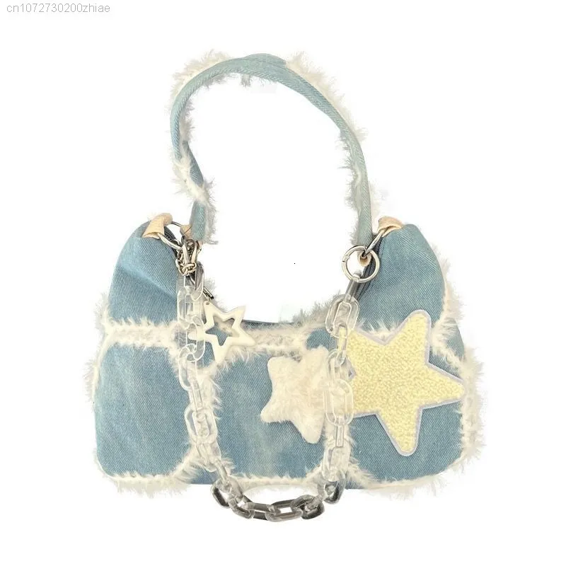 Taille Sacs Vintage Star Girl Y2k Denim Pour Femmes Mode Coréenne Épaule Harajuku Gothique Sac À Main Femme Casual Fourre-Tout Sac 2023 230821