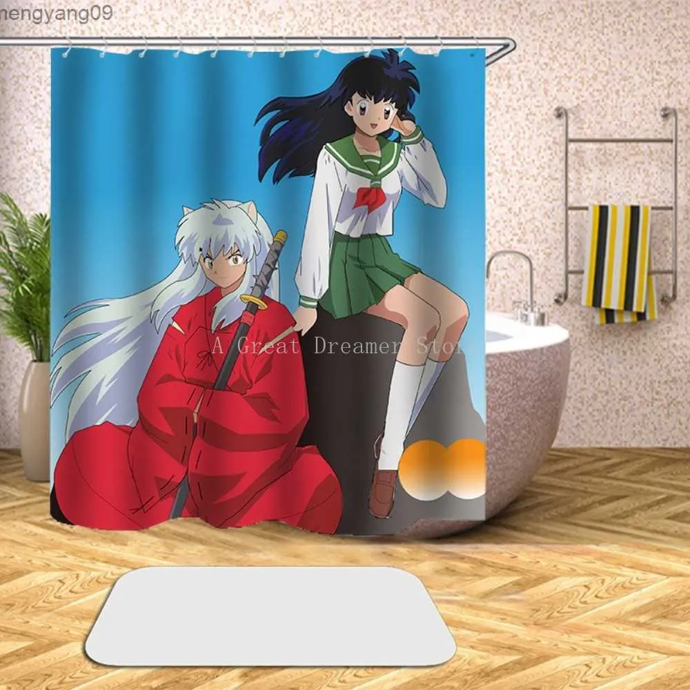 Zasłony prysznicowe Niestandardowe wysokiej jakości japońskie anime inuyasha zasłona prysznicowa Wodoodporna łazienka materiał poliestrowy zasłona łazienki R230821