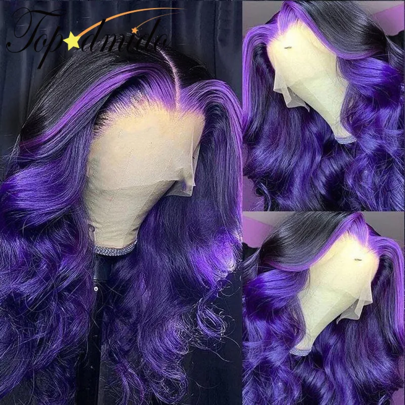 220%Dichte 13x4 Ombre Farbe Spitze vorne menschliche Haar Perücke mit Baby Haar lila brasilianische Remy Haarspitze vorne Perücke Transpare Spitzenperücken