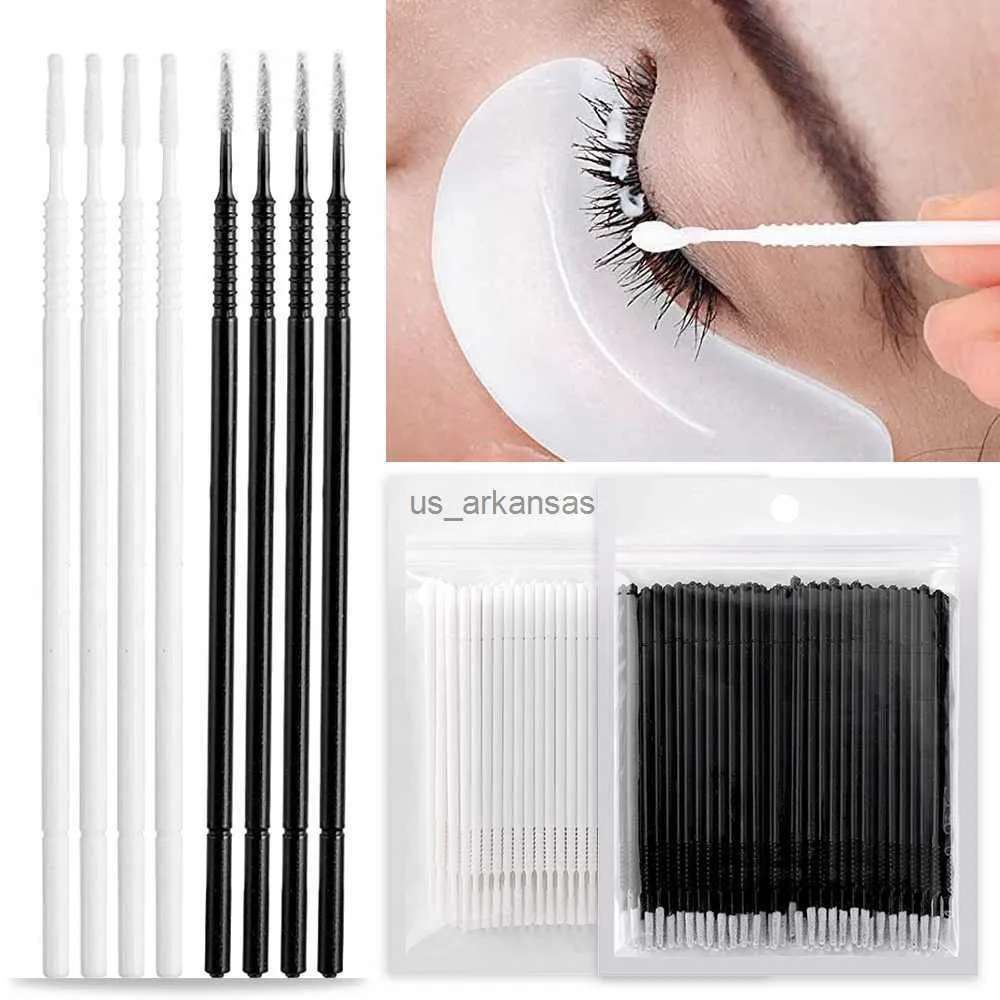 Pinceaux de maquillage 100Pcs Micro brosses à tête longue Applicateurs de microbrosse jetables Nettoyant de maquillage Extensions de cils Nettoyage de colle Outils pliables HKD230821