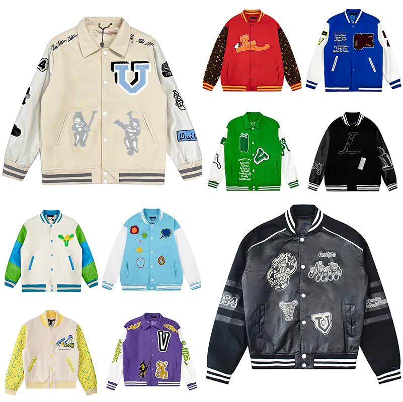 디자이너 Mens Varsity Jacket Louiseity Baseball Coat Fashion Womens Womens Letterman Jackets 자수 편지 재킷 싱글 가슴 탑 커플 남성용 의류