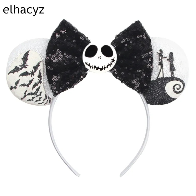 Acessórios para o cabelo Halloween Mouse Orelhas da cabeça Meninas lantejoulas Bow for Women Festival Party Cosplay Hairband Gift Kids Hair Acessórios 230821