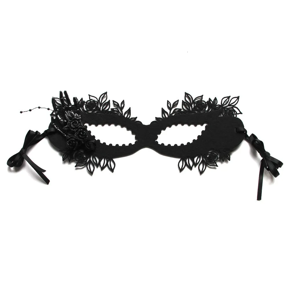 Masques de fête Masque de personnalité noire Demi-visage Halloween Masquerade Masque Party Dress Up Half Face Mask 230820