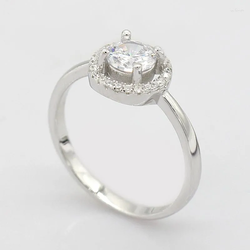 Bagues en grappe en argent sterling 925 pour femmes Bague de réglage cercle clair Zircon cubique à la mode pour les bijoux de mariage de fiançailles amoureux