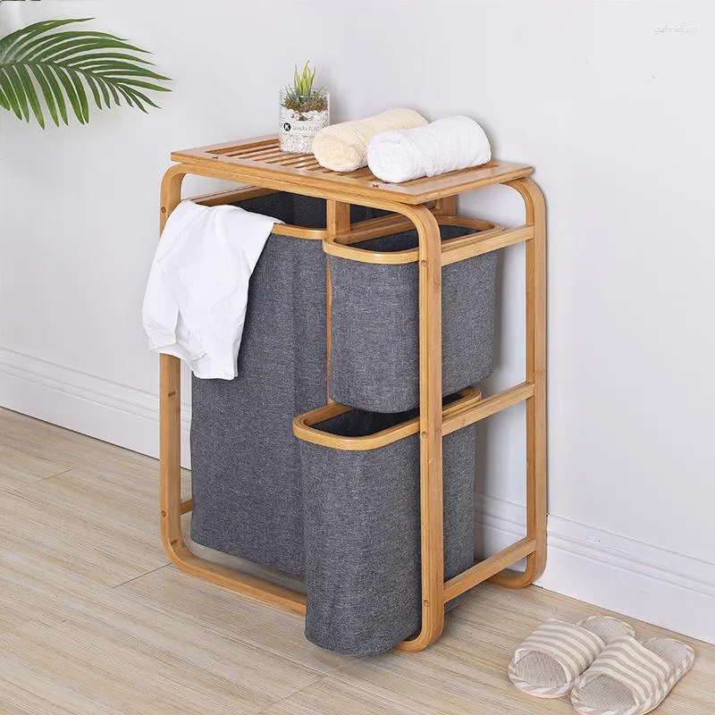 Sacs à linge en bambou panier sale rangement en tissu grande capacité porte-vêtements organisateur étanche