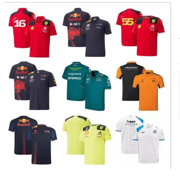 2023 Fórmula 1 F1 Racing Sets Carlos Sainz Charles Leclerc Fernando Alonso Configure camiseta casual respirável pólo de verão logotipo de automóvel