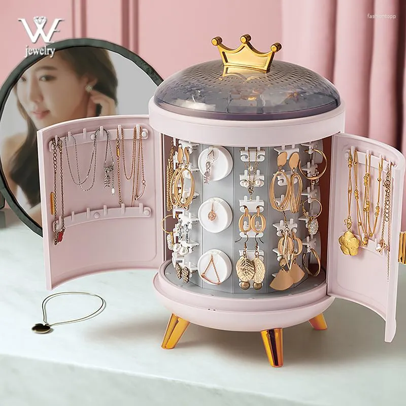 Jewelry Pouches WE Acrylic Crown Big Space Box Rings Storage Earring Necklace Display Desktop Organizer Showcase Gifts Women