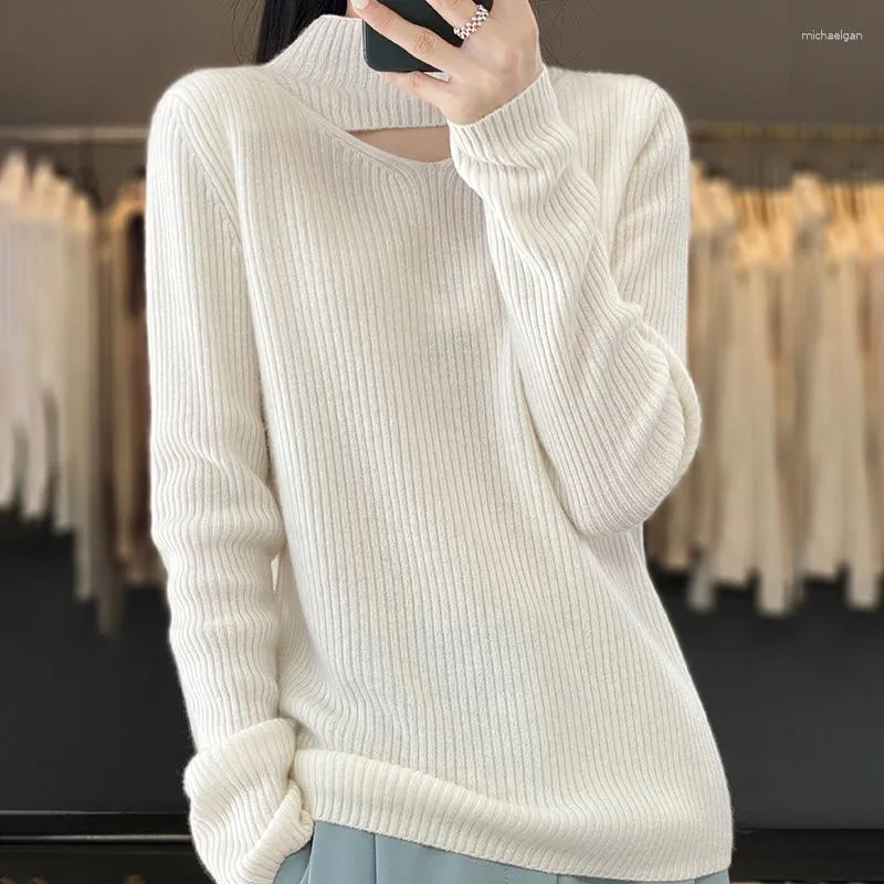 Kadın Sweaters Güzel Nuo Yün Kıyafetleri Yarım Yüksek Yaka Kazak Vücut İnce Örgü Üst Moda İlkbahar ve Sonbahar