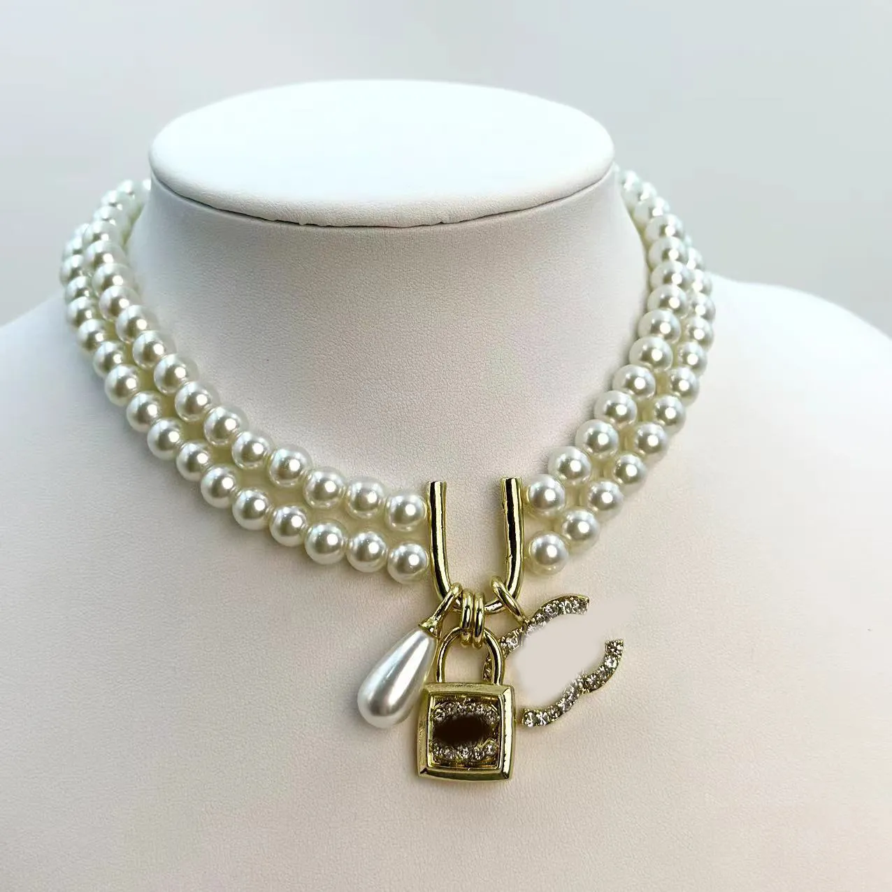 Crystal Diamond Pearl ketting mode klassieke ketting charme 18k goud vergulde dikke hanger voor vrouwen meisje valentijnen verloving ontwerper sieraden cadeau