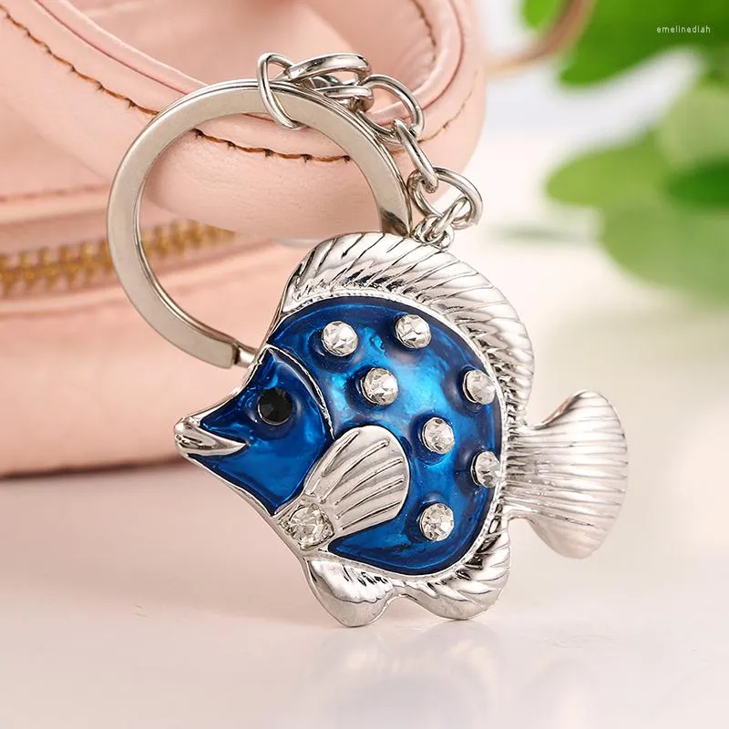 Porte-clés Zuixil haute qualité poisson forme porte-clés porte-anneau poisson rouge sac Ysk099 voiture strass cristal pendentif