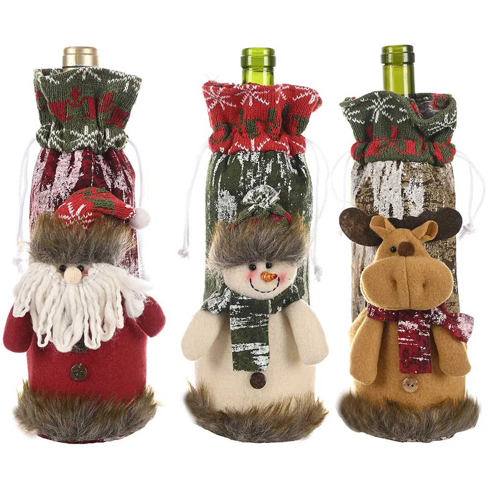 Decorazioni natalizie bottiglie di vino rosso sacchetti di buon natale per le vacanze festeggiate Babbo Natale regalo di Natale Q502