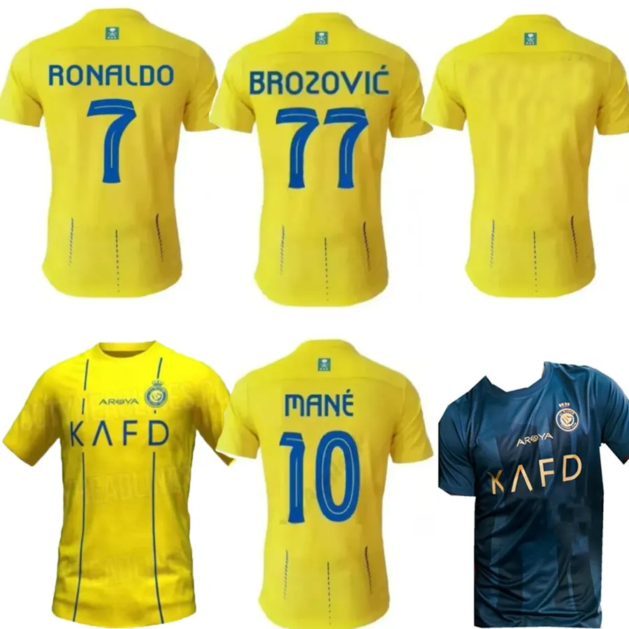 22 23 maillots de football Al-Nassr FC Ronaldo 2022 2023 Domicile jaune  extérieur CR7 Gonzalo Martinez Talisca Ghislain Konan Vincent Aboubakar  hommes